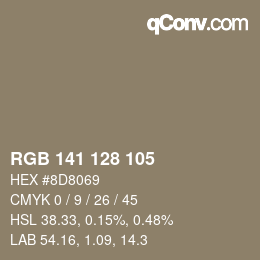 颜色代码: RGB 141 128 105 | qconv.com