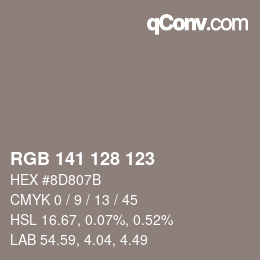 カラーコード: RGB 141 128 123 | qconv.com