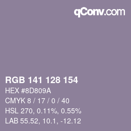 Color code: RGB 141 128 154 | qconv.com
