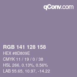 颜色代码: RGB 141 128 158 | qconv.com
