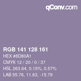 Color code: RGB 141 128 161 | qconv.com