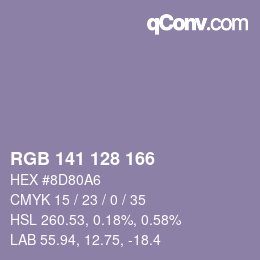 颜色代码: RGB 141 128 166 | qconv.com