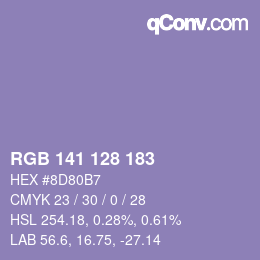 カラーコード: RGB 141 128 183 | qconv.com