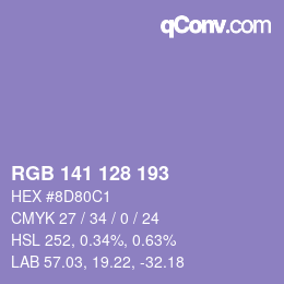 カラーコード: RGB 141 128 193 | qconv.com