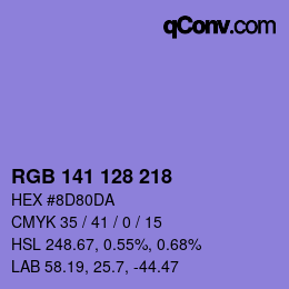 Color code: RGB 141 128 218 | qconv.com
