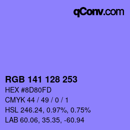 カラーコード: RGB 141 128 253 | qconv.com