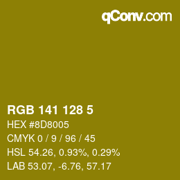 Color code: RGB 141 128 5 | qconv.com