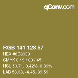カラーコード: RGB 141 128 57 | qconv.com