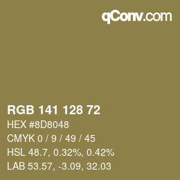 カラーコード: RGB 141 128 72 | qconv.com