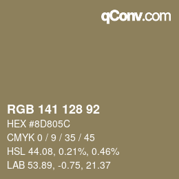 カラーコード: RGB 141 128 92 | qconv.com