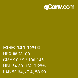 Color code: RGB 141 129 0 | qconv.com