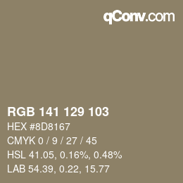 カラーコード: RGB 141 129 103 | qconv.com