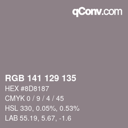 Color code: RGB 141 129 135 | qconv.com