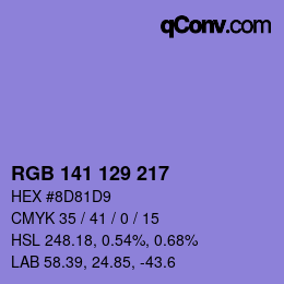 カラーコード: RGB 141 129 217 | qconv.com