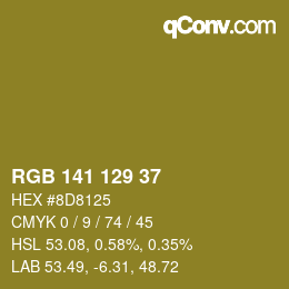 Color code: RGB 141 129 37 | qconv.com