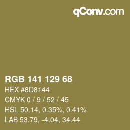 Color code: RGB 141 129 68 | qconv.com