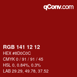 Color code: RGB 141 12 12 | qconv.com