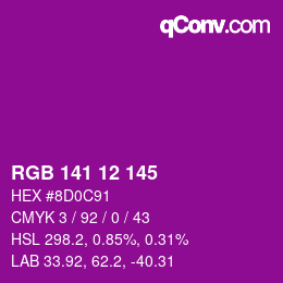 カラーコード: RGB 141 12 145 | qconv.com