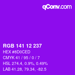 Color code: RGB 141 12 237 | qconv.com