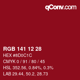 Color code: RGB 141 12 28 | qconv.com