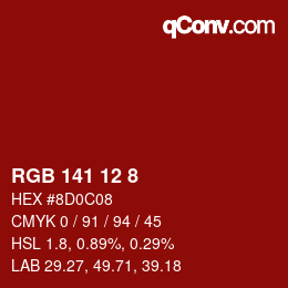 Farbcode: RGB 141 12 8 | qconv.com