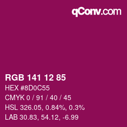 カラーコード: RGB 141 12 85 | qconv.com
