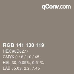 カラーコード: RGB 141 130 119 | qconv.com
