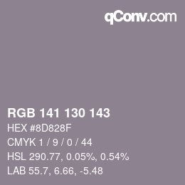 Color code: RGB 141 130 143 | qconv.com