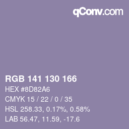 Color code: RGB 141 130 166 | qconv.com