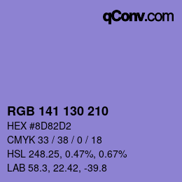 Color code: RGB 141 130 210 | qconv.com
