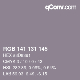 Color code: RGB 141 131 145 | qconv.com