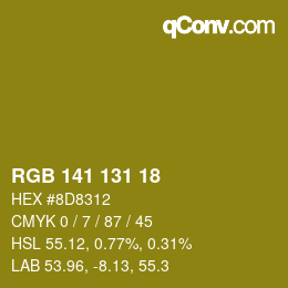 Código de color: RGB 141 131 18 | qconv.com