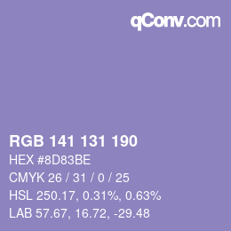 颜色代码: RGB 141 131 190 | qconv.com