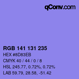 Color code: RGB 141 131 235 | qconv.com
