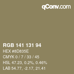 カラーコード: RGB 141 131 94 | qconv.com
