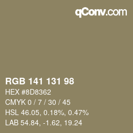Farbcode: RGB 141 131 98 | qconv.com