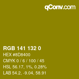 Color code: RGB 141 132 0 | qconv.com