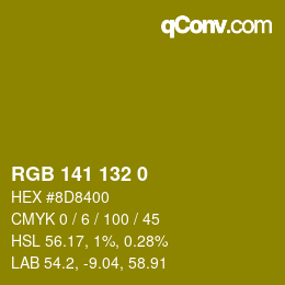 Color code: RGB 141 132 0 | qconv.com