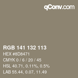 Color code: RGB 141 132 113 | qconv.com