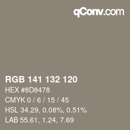 Código de color: RGB 141 132 120 | qconv.com