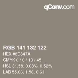 Farbcode: RGB 141 132 122 | qconv.com