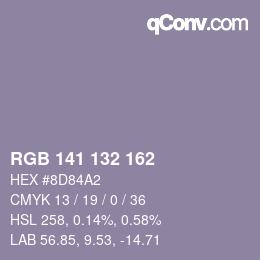 Color code: RGB 141 132 162 | qconv.com