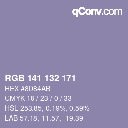 Farbcode: RGB 141 132 171 | qconv.com