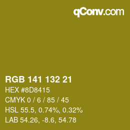 Color code: RGB 141 132 21 | qconv.com