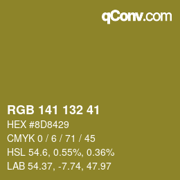 Color code: RGB 141 132 41 | qconv.com