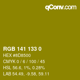 Color code: RGB 141 133 0 | qconv.com