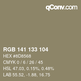 Farbcode: RGB 141 133 104 | qconv.com