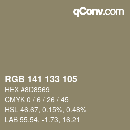 Color code: RGB 141 133 105 | qconv.com