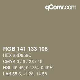 Color code: RGB 141 133 108 | qconv.com