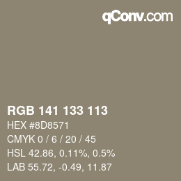 Color code: RGB 141 133 113 | qconv.com